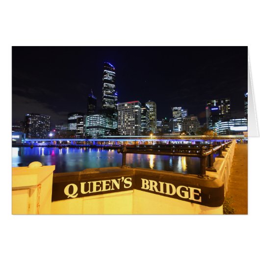 Melbourne CBD Queens Bridge City Lights Cards (Front Horizontal)