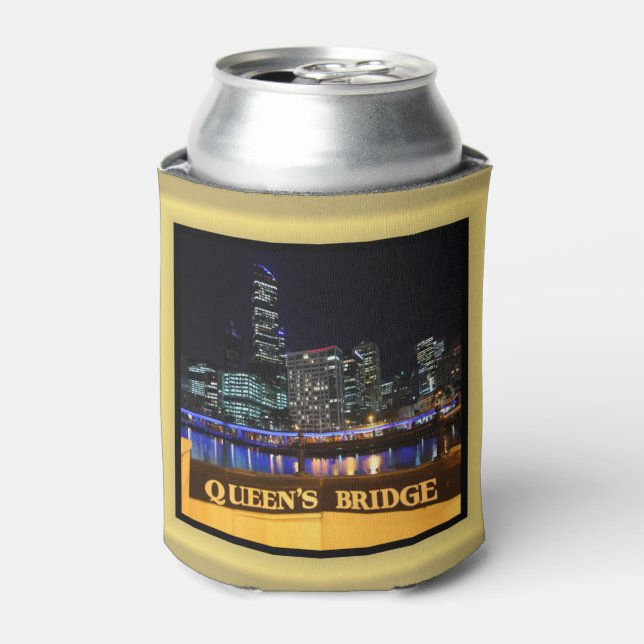 Melbourne City Lights Queen's Bridge Souvenir Can Cooler (Can Front)