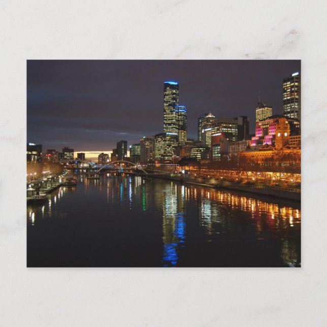Melbourne Evening Skyline Postcard (Front)
