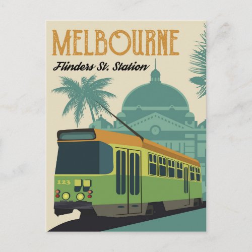 Melbourne Flinders Street Station Tram Postcard