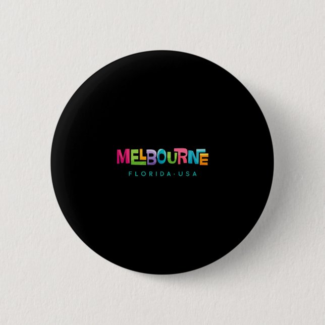 Melbourne Florida Retro Tropical Design  Button (Front)