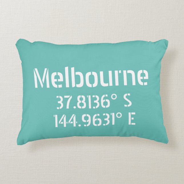 Melbourne Latitude Longitude Accent Pillow (Front)