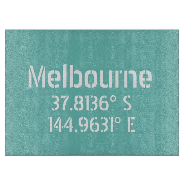Melbourne Latitude Longitude  Cutting Board (Front)