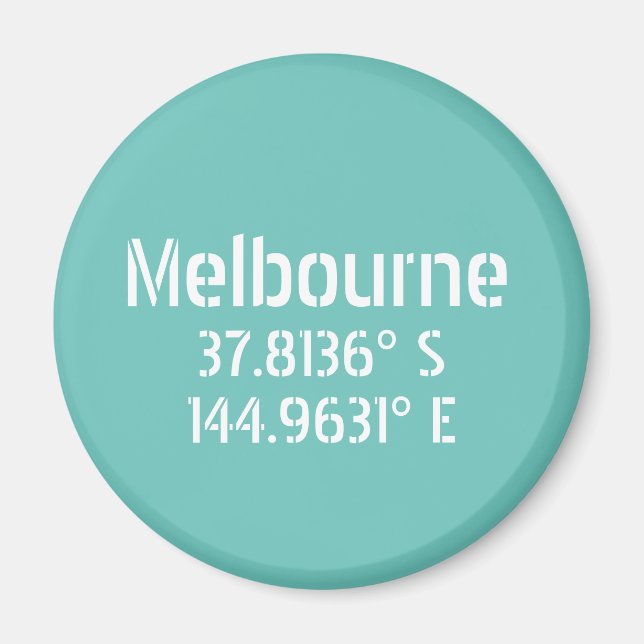 Melbourne Latitude Longitude  Magnet (Front)