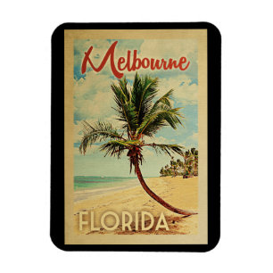 Melbourne Palm Tree Vintage Travel Magnet