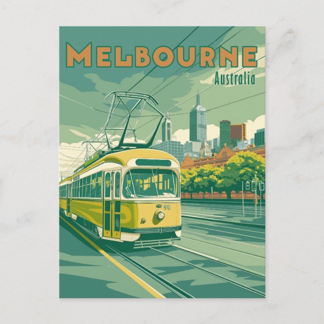 Melbourne Souvenir | Vintage Melbourne Tram Postcard (Front)