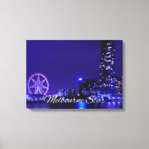 Melbourne Star Wheel With Night Skyline Canvas Art