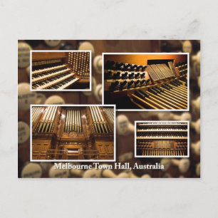 Melbourne Town Hall pipe organ montage postcard