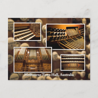 Melbourne Town Hall pipe organ montage postcard