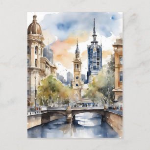 Melbourne watercolor art postcard