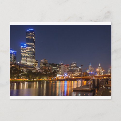 Melbourne Yarra River at night Postcard