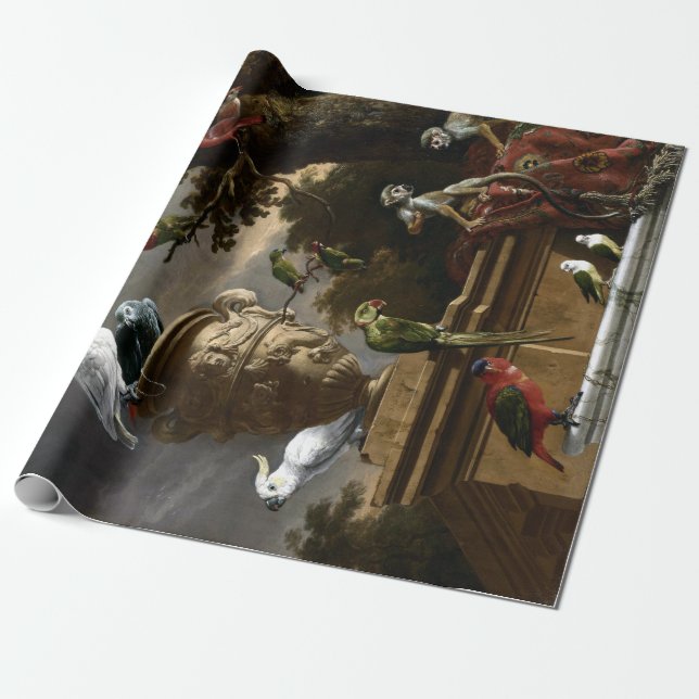 Melchior d'Hondecoeter The Menagerie Wrapping Paper (Unrolled)