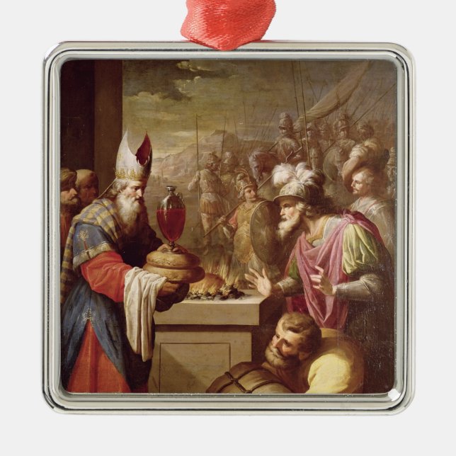 Melchizedek Offering Bread and Wine Metal Ornament (Front)