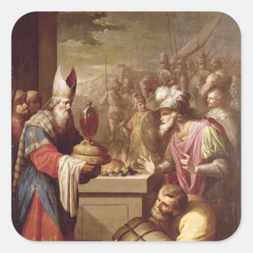 Melchizedek Offering Bread and Wine Square Sticker