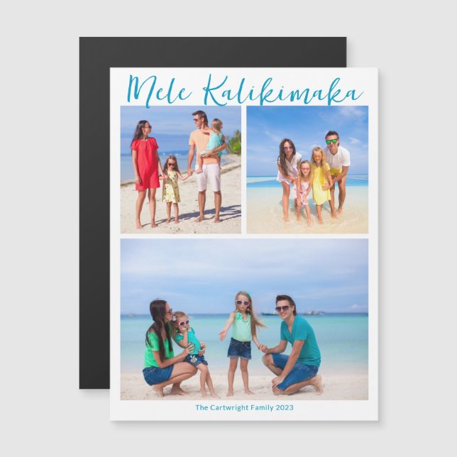 Mele Kalikimaka 3 Photo Beach Christmas Magnet (Front/Back)