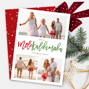 Mele Kalikimaka 3 Photo Collage Modern Christmas Holiday Card