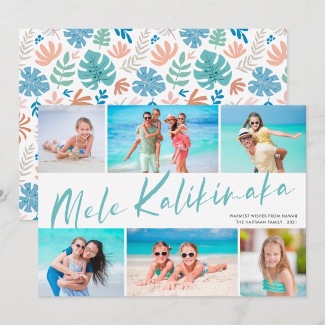 Mele Kalikimaka 6 Photo Collage Christmas Holiday Card (Front/Back)