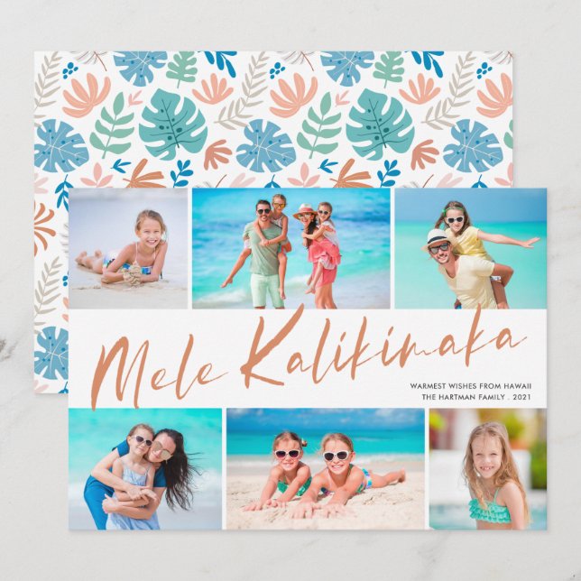 Mele Kalikimaka 6 Photo Collage Christmas Holiday Card (Front/Back)