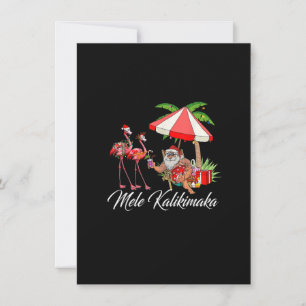 Mele Kalikimaka Aloha Hawaiian Flamingo Santa Chri Invitation