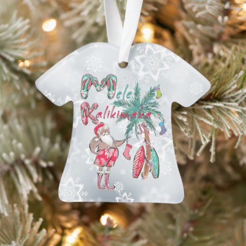 Mele Kalikimaka and Surfing Santa Ornament