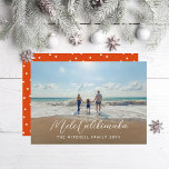 Mele Kalikimaka Any Greeting Holiday Photo<br><div class="desc">Customize the greeting on the front,  name and backer color; remove the polka dots if desired.</div>