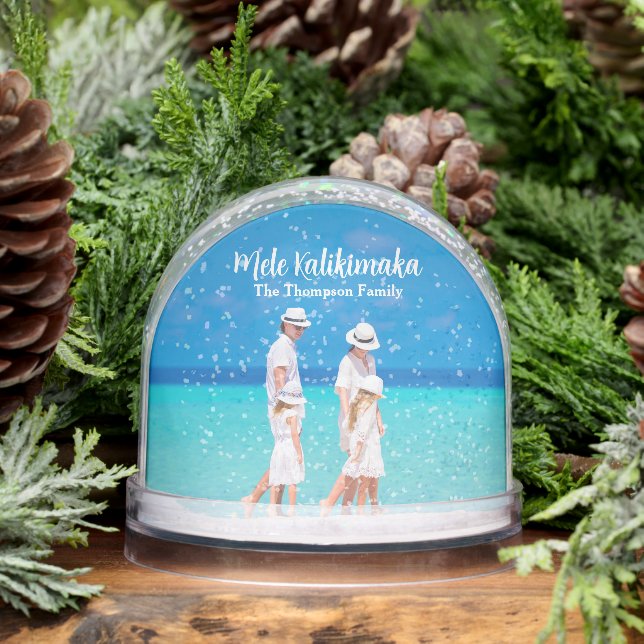 Mele Kalikimaka Beach Family Photo Christmas Snow Globe (Winter)