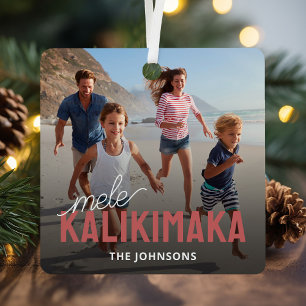Mele Kalikimaka Beach Family Photo Ornament