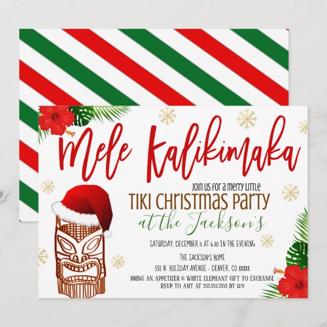 Mele Kalikimaka Beach Holiday Party Invite (Front/Back)