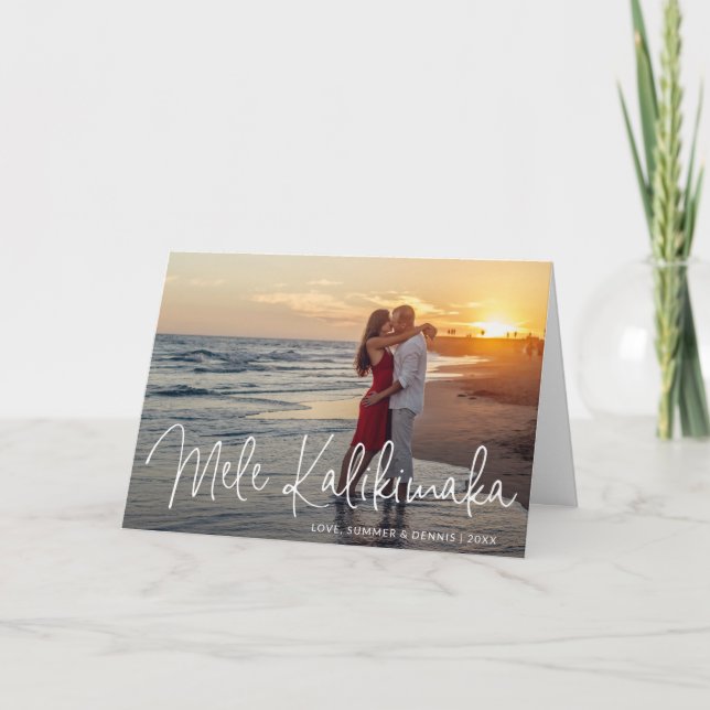 Mele Kalikimaka Beach Photo Elegant Christmas Holiday Card (Front)