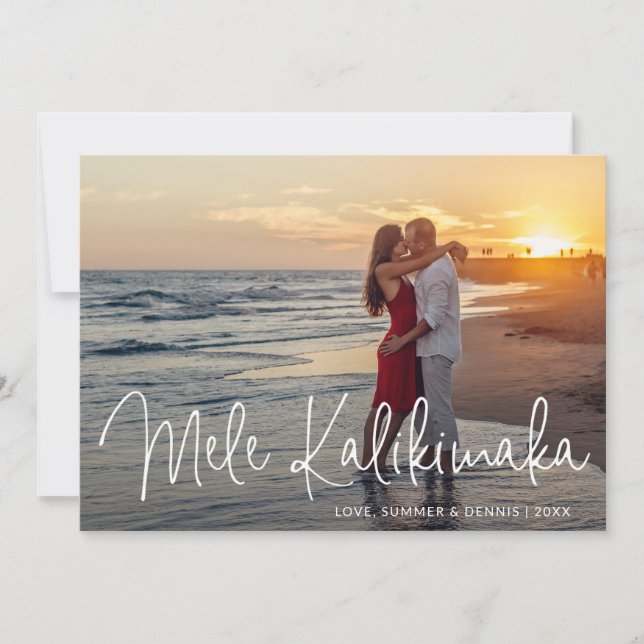 Mele Kalikimaka Beach Photo Elegant Christmas Holiday Card (Front)