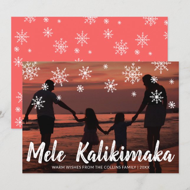 Mele Kalikimaka Beach Photo Modern Christmas Holiday Card (Front/Back)