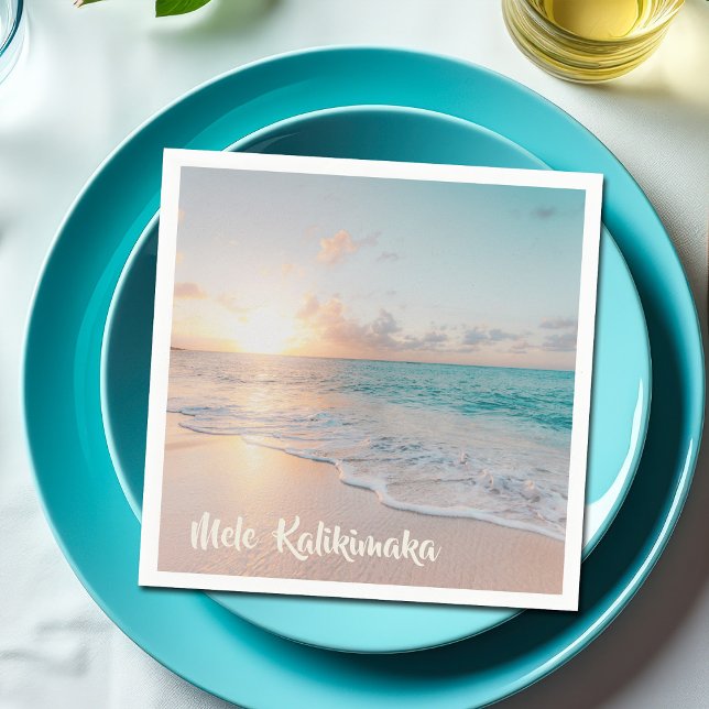 Mele Kalikimaka Beautiful Beach Christmas Holiday Napkins (Creator Uploaded)