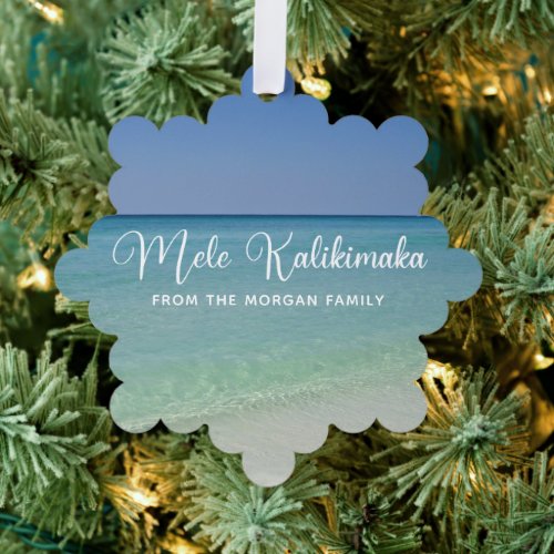 Mele Kalikimaka Beautiful Custom Beach Christmas Ornament Card