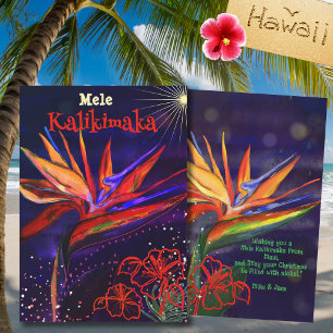 Mele Kalikimaka Bird of Paradise Hawaiian Holiday Card