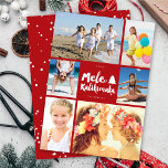 Mele Kalikimaka Brush Christmas 6 Photo Collage Holiday Card<br><div class="desc">This modern minimalist Hawaiian themed Christmas card features the greeting 'Mele Kalikimaka' in trendy bold brush script calligraphy and a christmas tree in the centre of a unique 6 photo collage grid. The back of the card has a simple full bleed white snow dots pattern. Designed by fat*fa*tin. Easy to...</div>