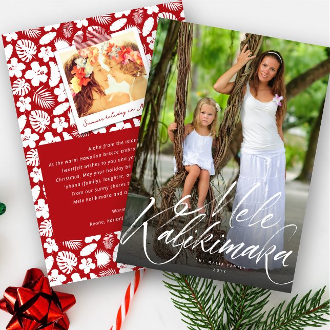 Mele Kalikimaka Brush Script Christmas Photo Holiday Card (Melekimaka Christmas Card - Click on the 'Edit Using Design Tool' to further personalise your card.)