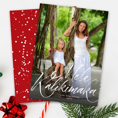 Mele Kalikimaka Brush Script Christmas Photo Holiday Card