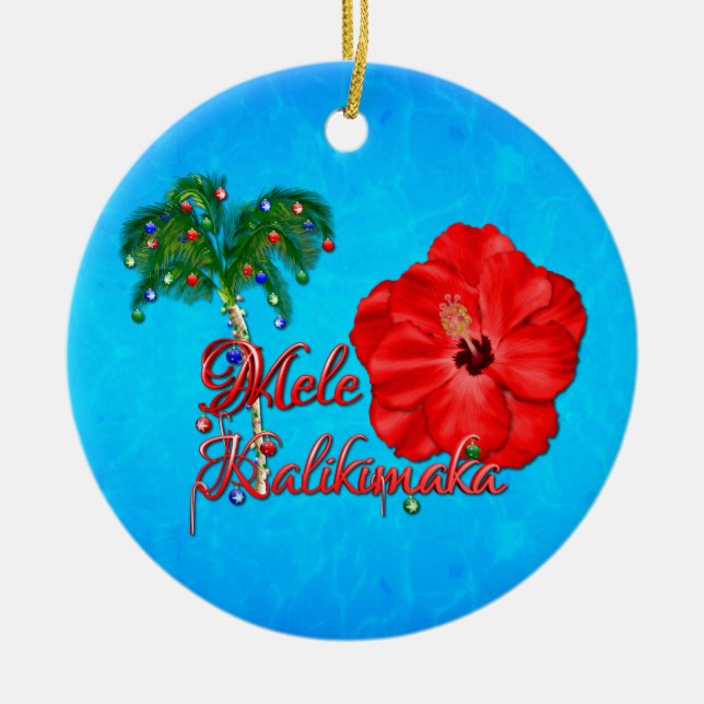 Mele Kalikimaka Ceramic Ornament (Front)