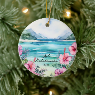 Mele kalikimaka Christmas Ceramic Ornament