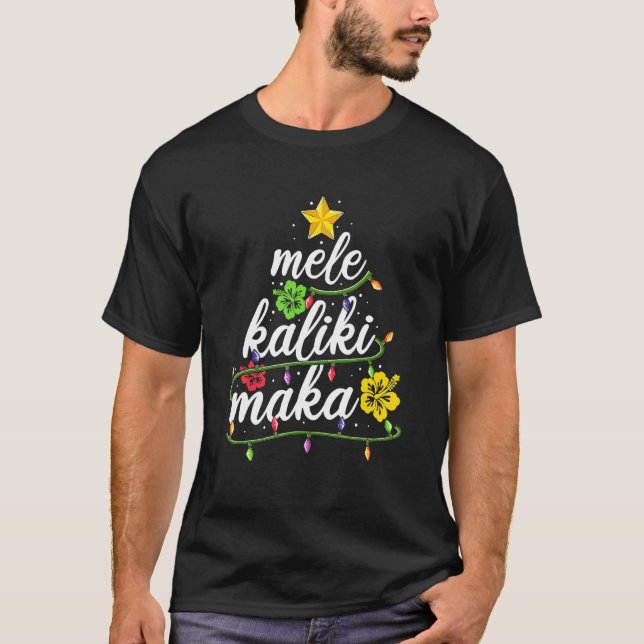 Mele Kalikimaka Christmas Hawaiian Apparel Santa W T-Shirt (Front)