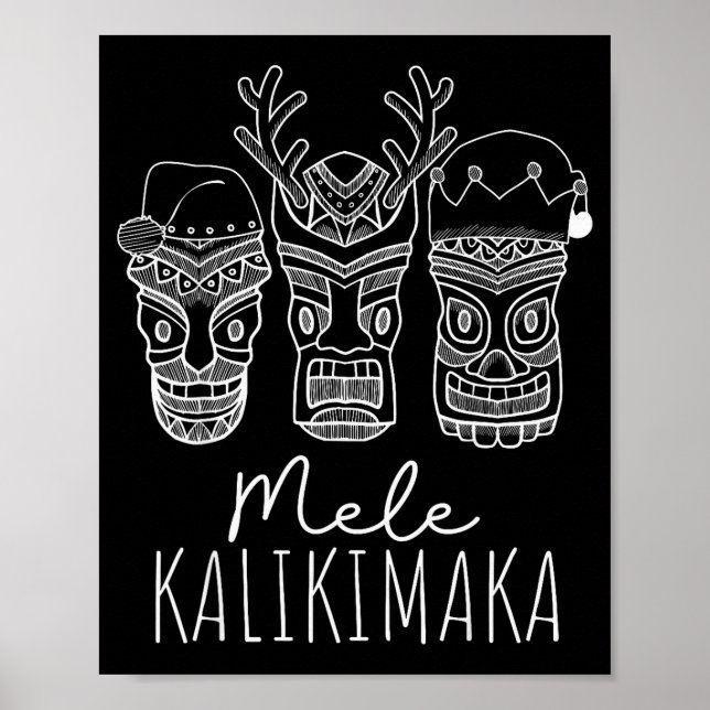 Mele Kalikimaka Christmas Hawaiian Santa Tiki Mask Poster (Front)