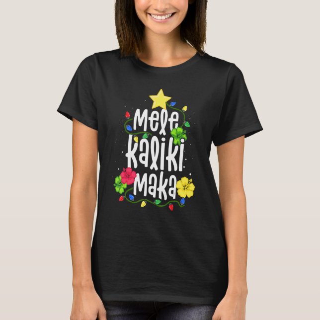 Mele Kalikimaka Christmas Hawaiian Santa Women Gir T-Shirt (Front)