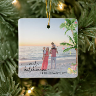 mele kalikimaka christmas Holiday Full Photo Ceramic Ornament
