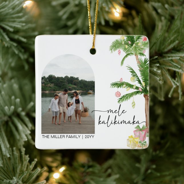  mele kalikimaka christmas Holiday Photo Ceramic Ornament (Tree)