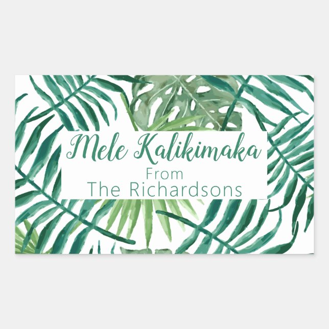 Mele Kalikimaka Christmas Holiday Typography Rectangular Sticker (Front)