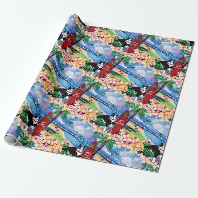 Mele Kalikimaka Christmas Kitty at Poipu  Wrapping Paper (Unrolled)