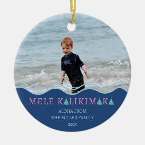 Mele Kalikimaka Christmas Photo Ceramic Ornament