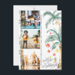 Mele Kalikimaka | Christmas Photo Collage Card<br><div class="desc">Wish your loved ones a merry Christmas with our Mele Kalikimaka cards. Simple watercolor palms decked out in festive lights. Three photo collage on the front with full framed photo on the back and your custom message. Add your custom wording to this design by using the "Edit this design template"...</div>
