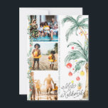 Mele Kalikimaka | Christmas Photo Collage Card<br><div class="desc">Wish your loved ones a merry Christmas with our Mele Kalikimaka cards. Simple watercolor palms decked out in festive lights. Three photo collage on the front with full framed photo on the back and your custom message. Add your custom wording to this design by using the "Edit this design template"...</div>