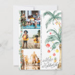 Mele Kalikimaka | Christmas Photo Collage Card<br><div class="desc">Wish your loved ones a merry Christmas with our Mele Kalikimaka cards. Simple watercolor palms decked out in festive lights. Three photo collage on the front with full framed photo on the back and your custom message. Add your custom wording to this design by using the "Edit this design template"...</div>